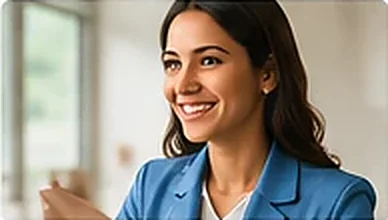 A smiling customer service professional